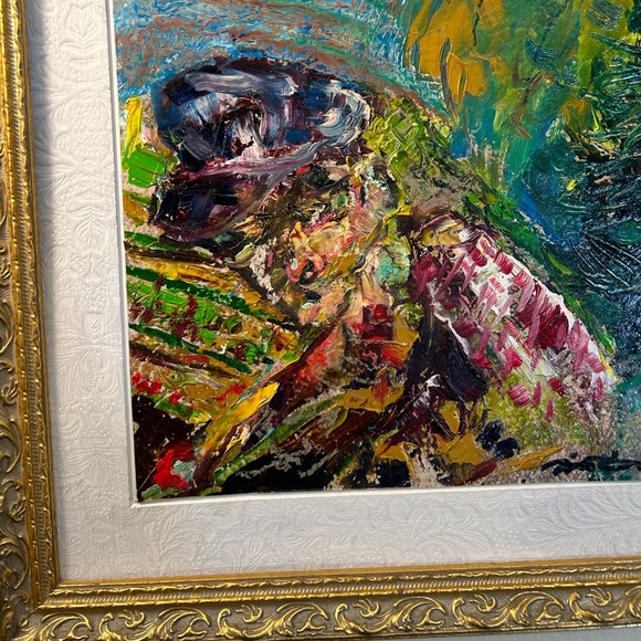 Original oil painting matted and framed in gold filigree Van Gogh style artwork - Picture 2 of 7